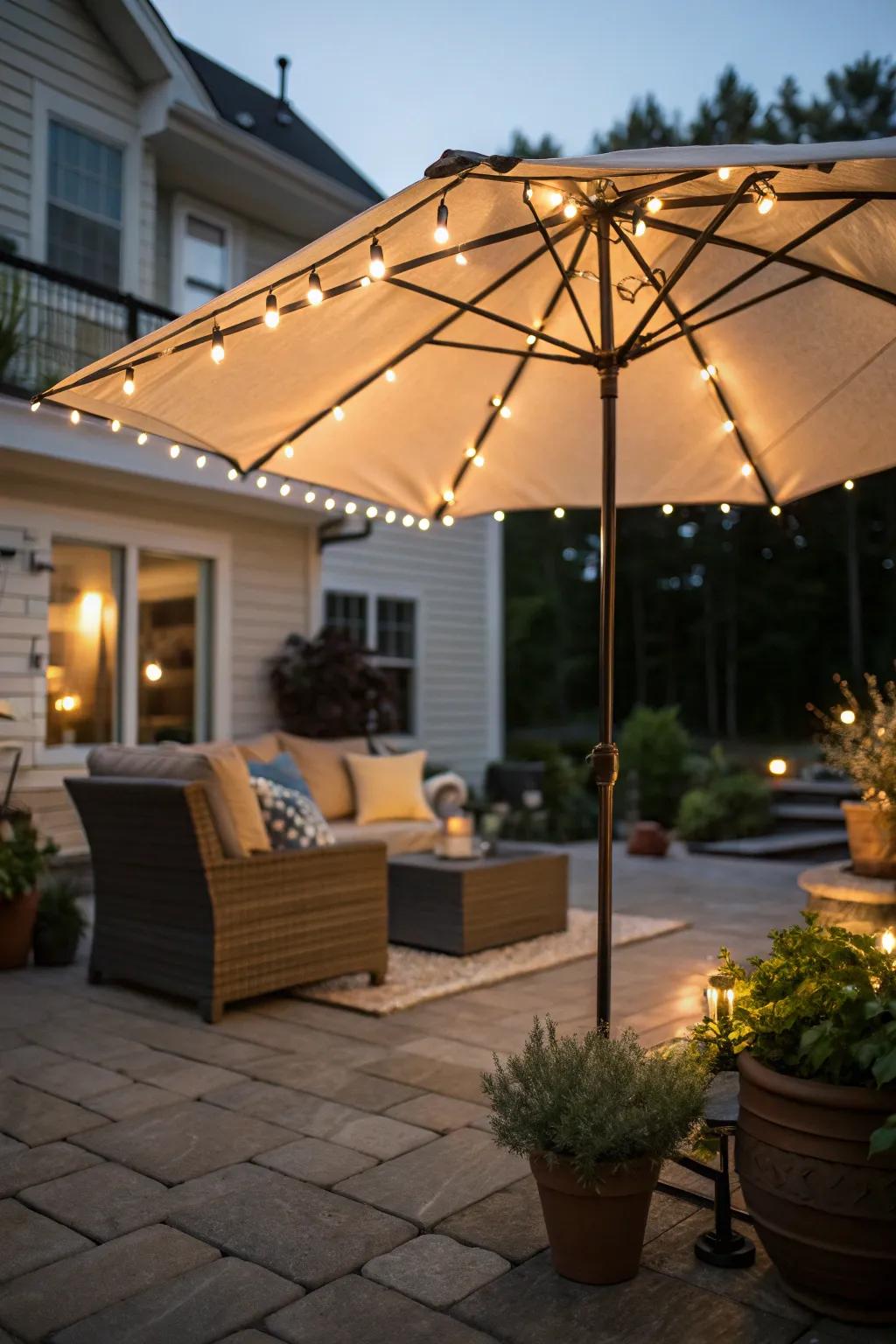 Relish all-day functionality utilizing illuminated terrace parasols.