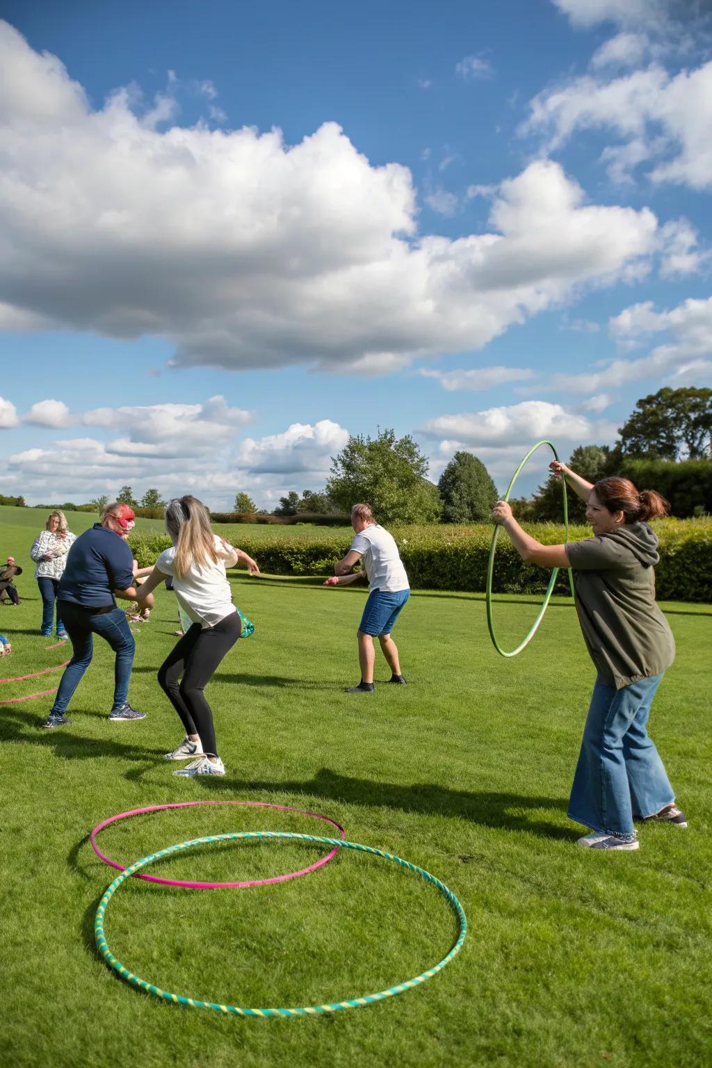 Hula hoop contest bringing fun to an outdoor gathering