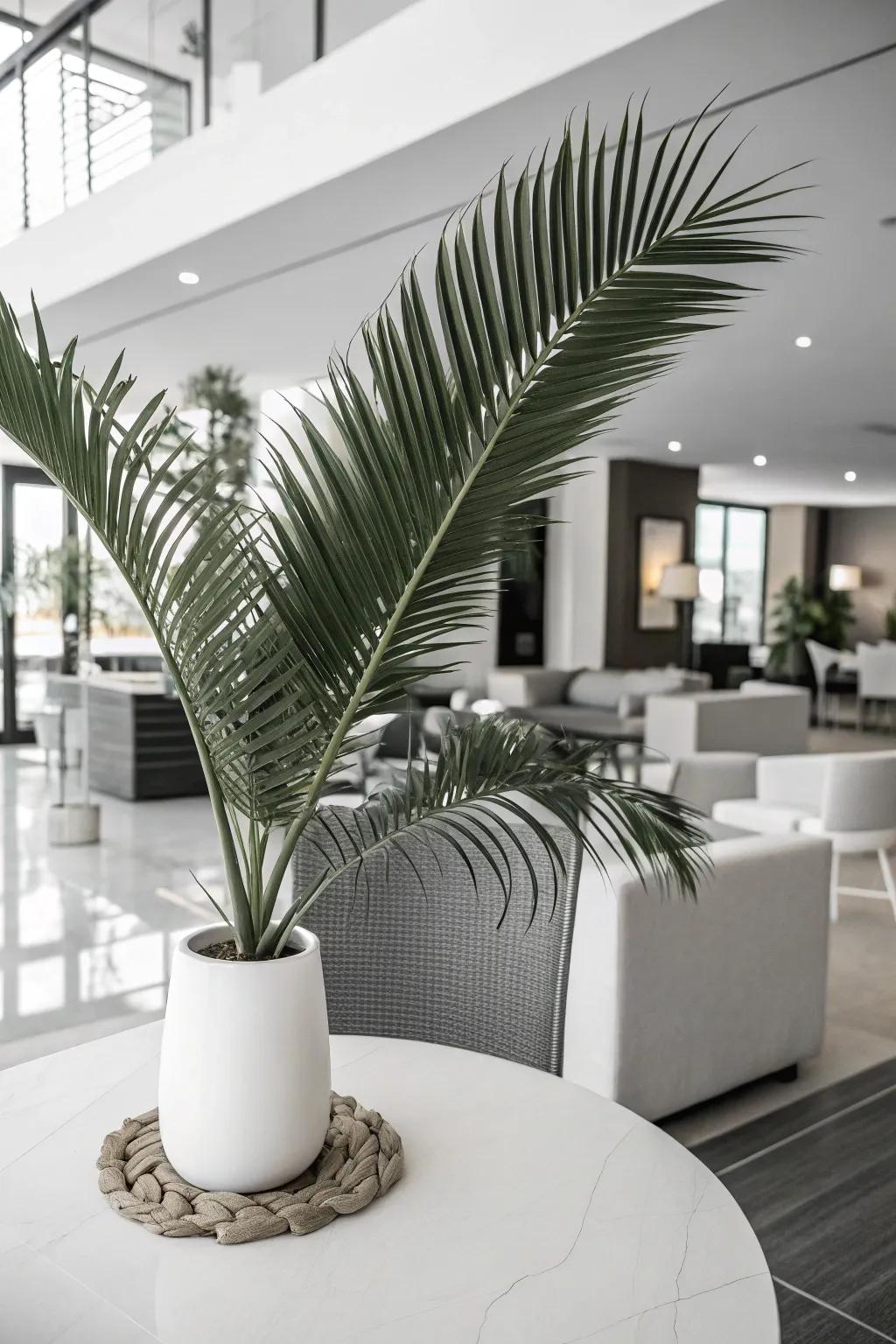 A consistent color scheme featuring palm accents presents a refined visual.