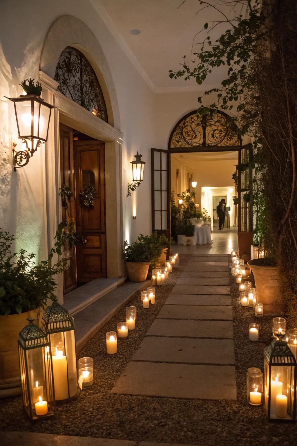Establish a welcoming arrival with pathway flames.