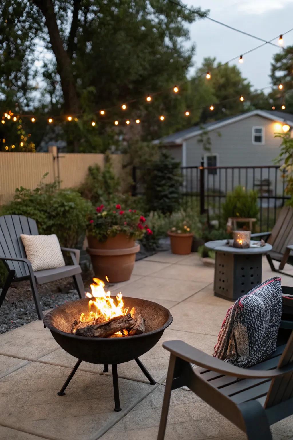 A moveable fire bowl offers flexibility and ease for your outdoor get-togethers.