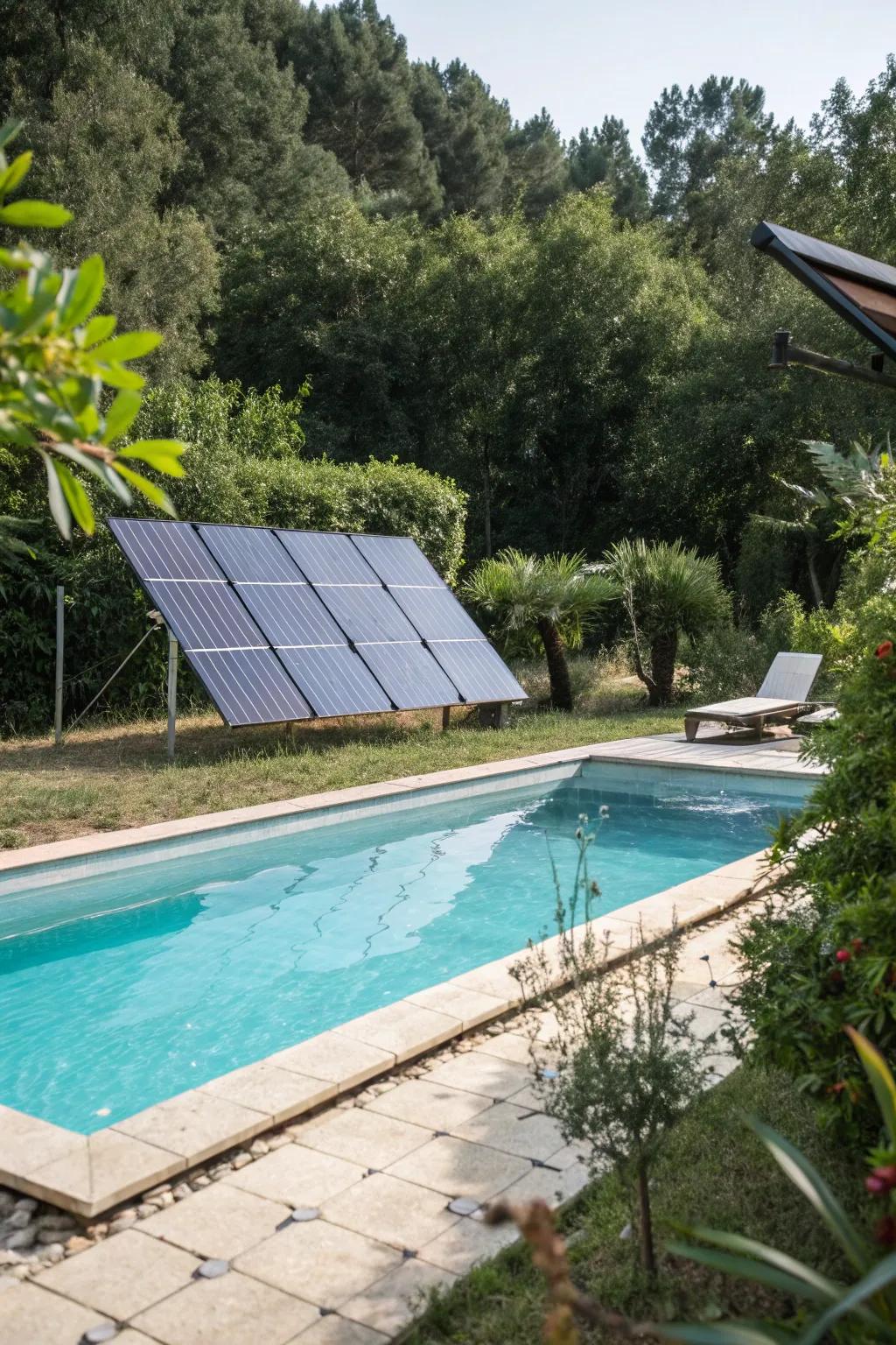 Use solar power to keep your pool warm sustainably.