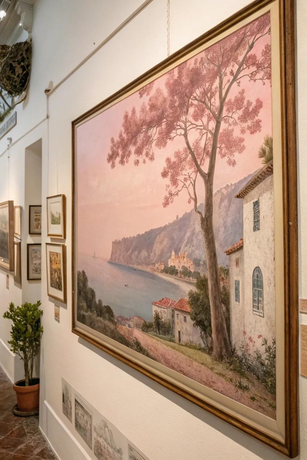 Charming vintage art piece that has light shades of rouge.