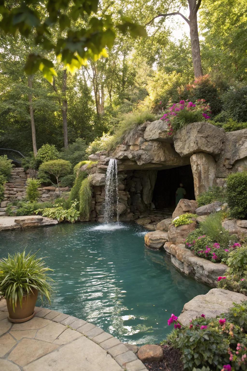 A natural alcove offers a secret hideaway within your pool area.