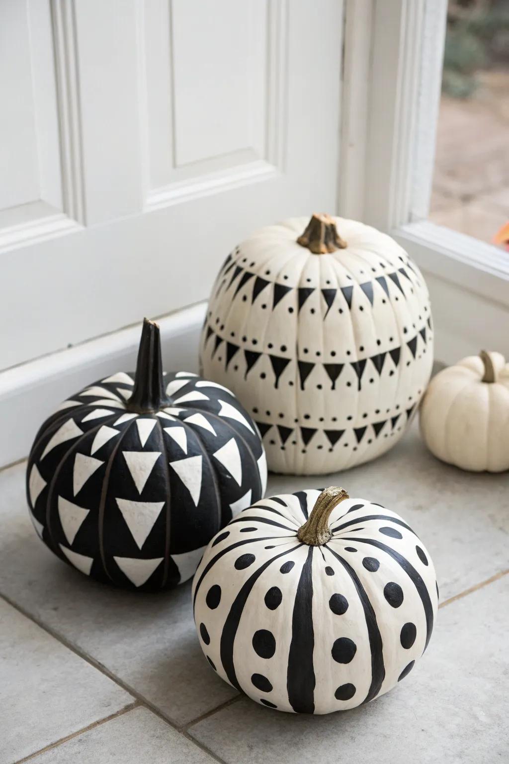 Single-shade pumpkins furnish a chic and contemporary spin on fall decor.