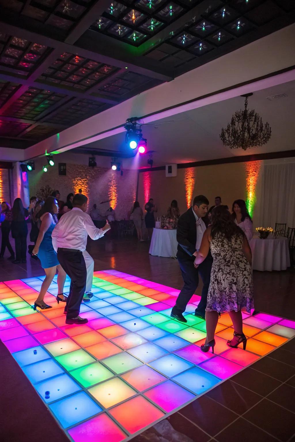 A lively spectrum stomping ground with visitors enjoying the music.