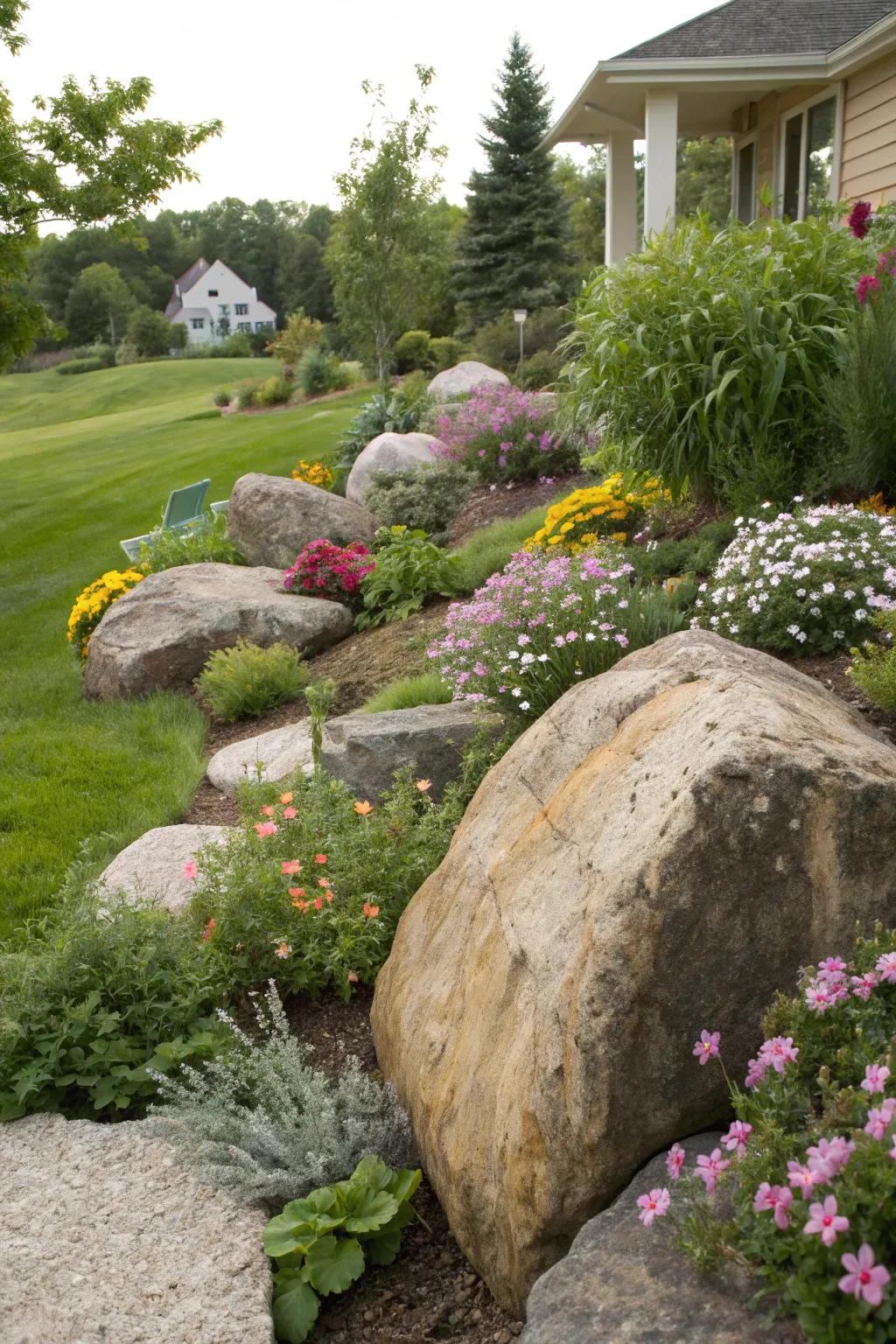 Stones and plants create a beautiful, enduring garden.