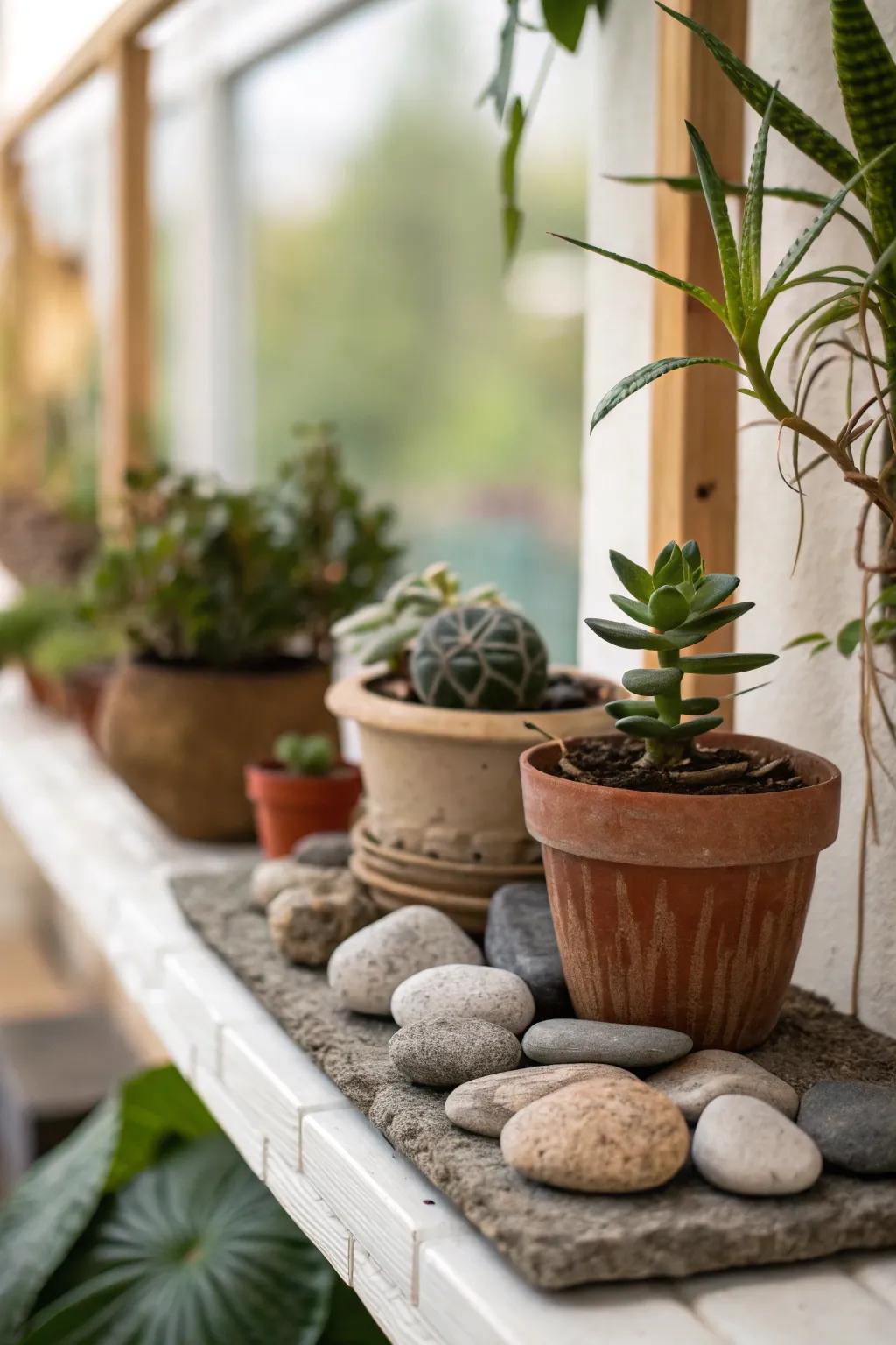 A vibrant panorama, using stones and greenery