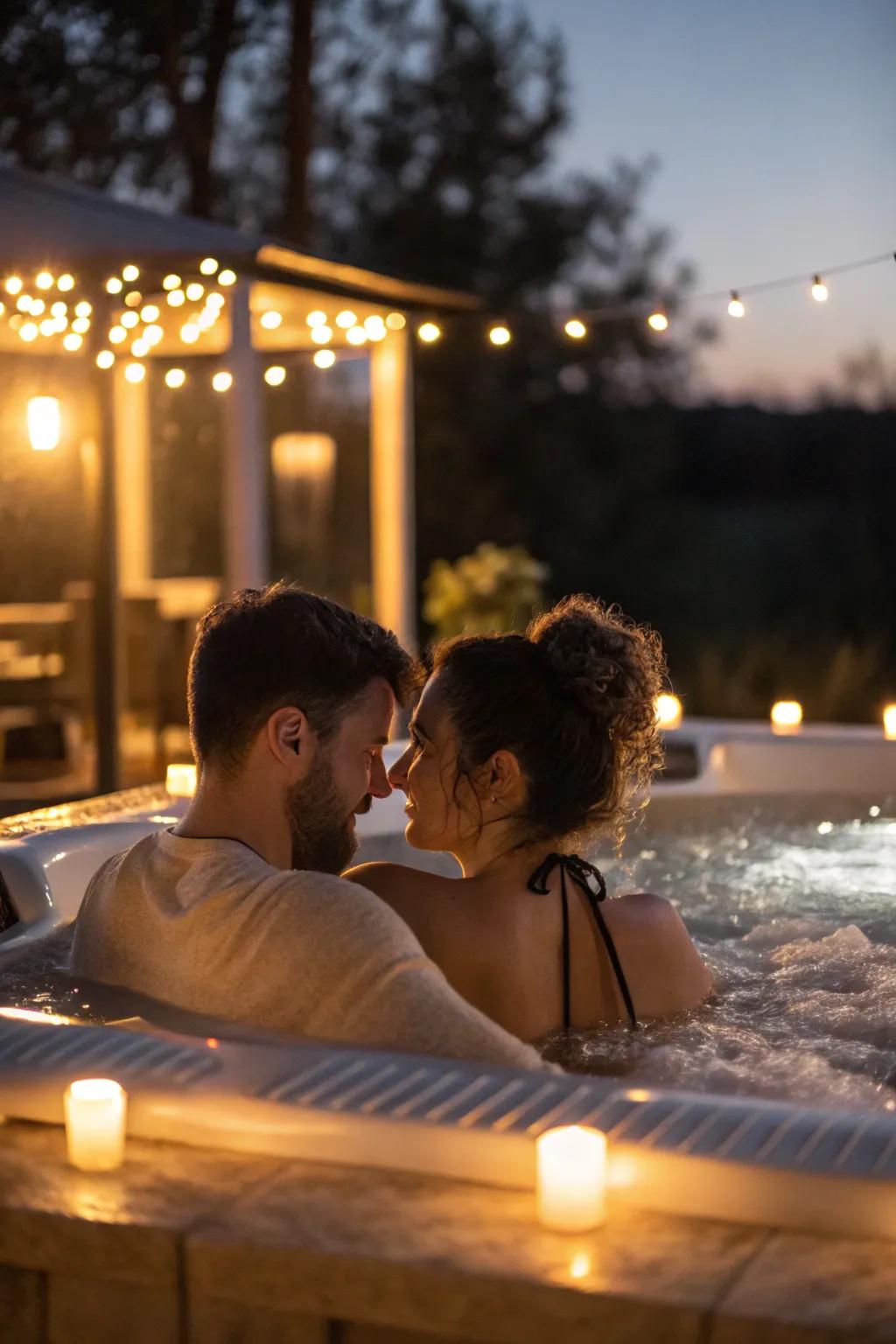 Unwind with a soothing heated tub immersion.
