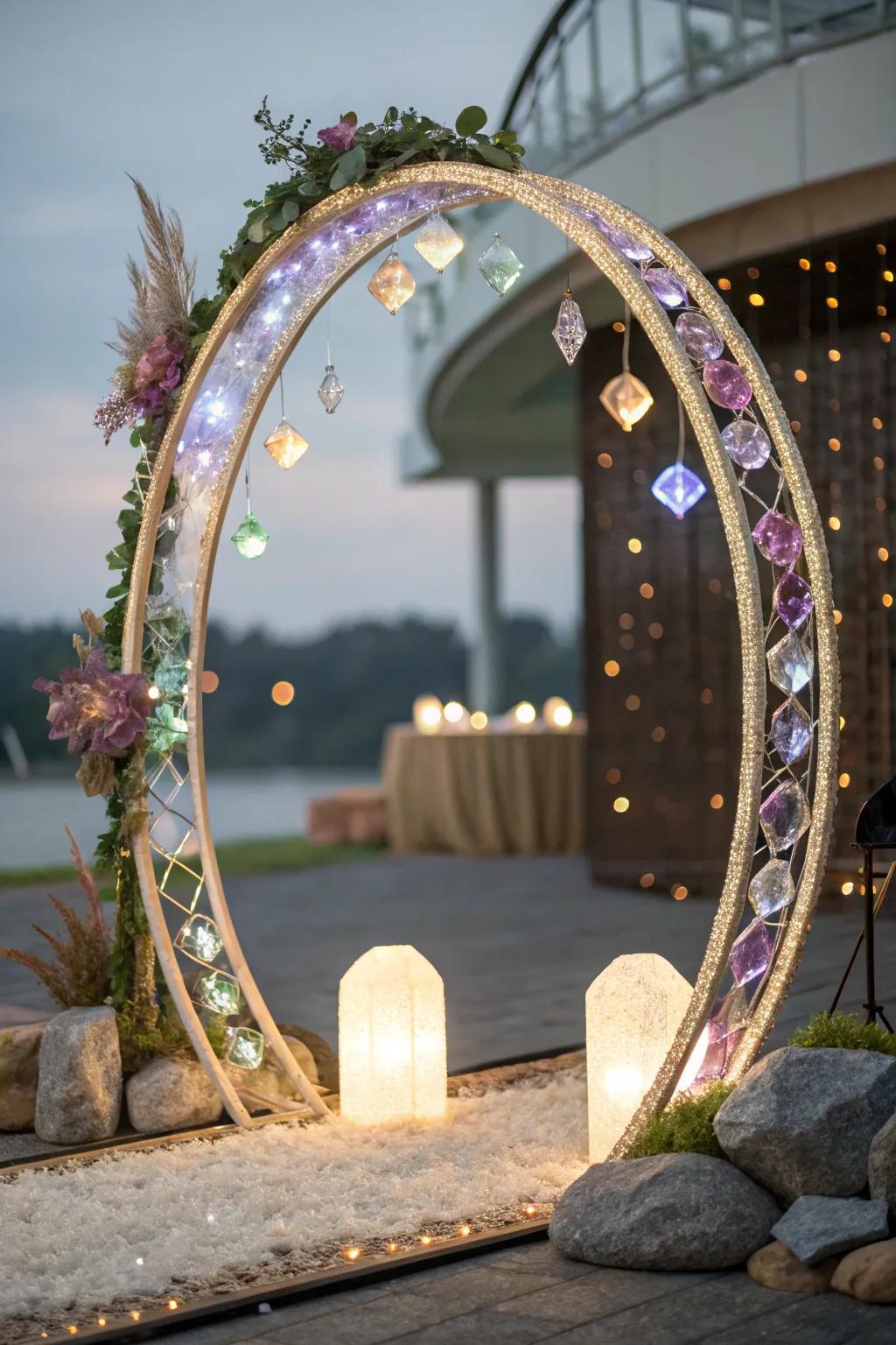 A crystal-themed arch, adding sparkle and mystique to any setting.