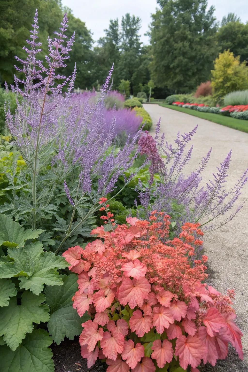 An unusual garden pairing displaying Azure blooms and bellflowers.