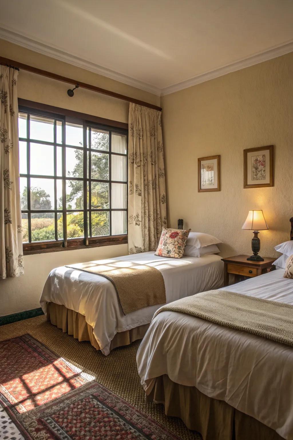 A window-focused layout shares light and defines spaces.
