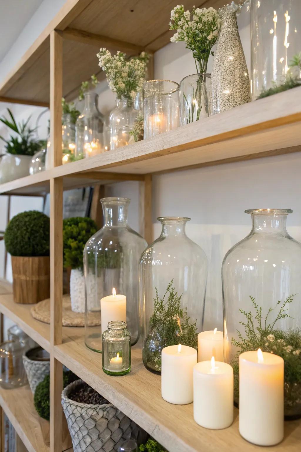 Transparent components conjure up an airy, spacious display shelf presentation.