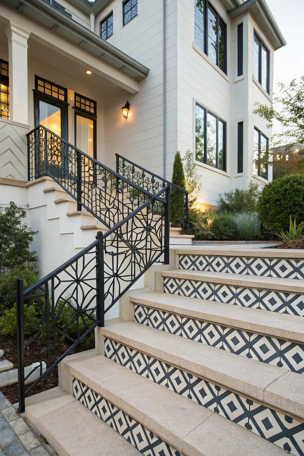 Geometric patterns introduce a modern edge to handrail design.