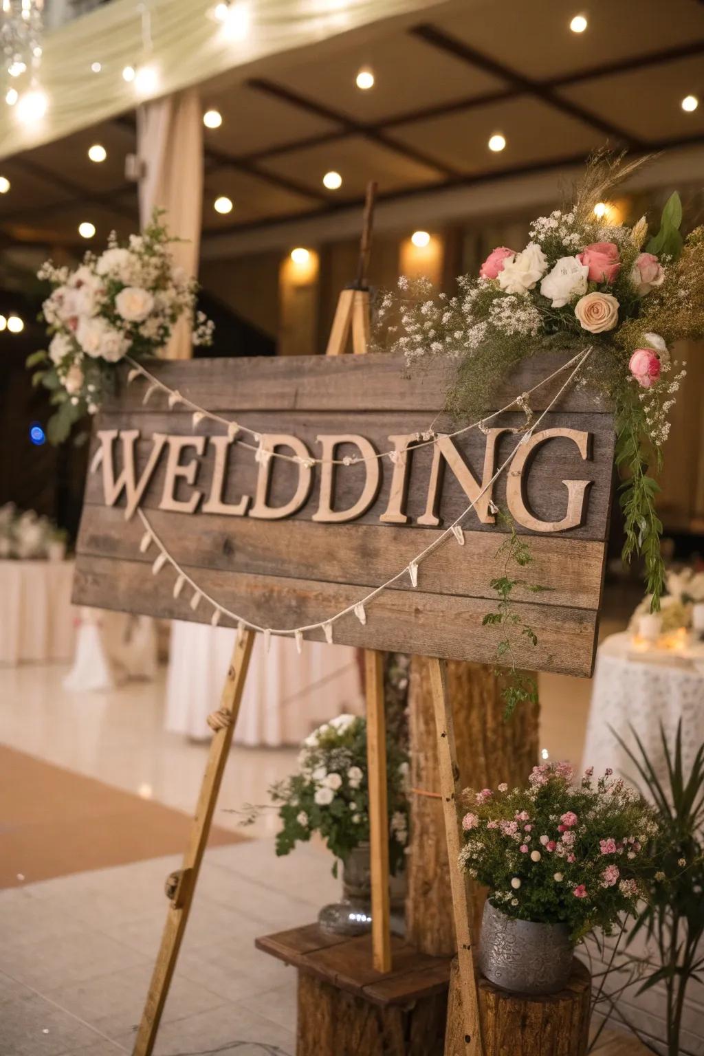 Appealing country-style signage for a personal touch.