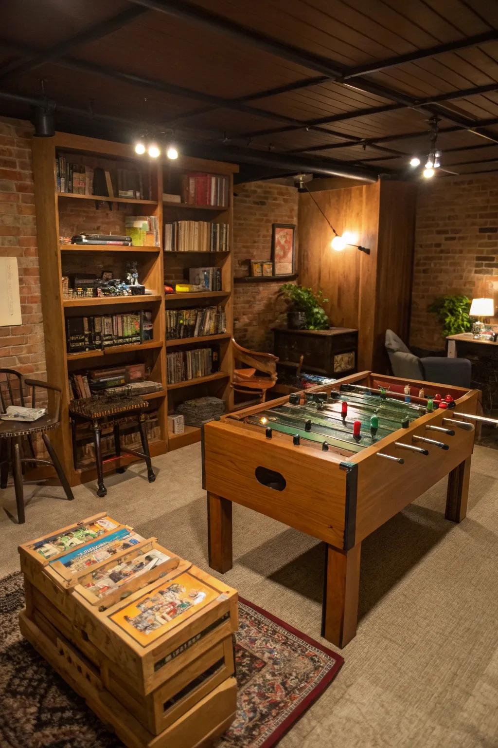 A family play area brings fun and interaction to your basement.