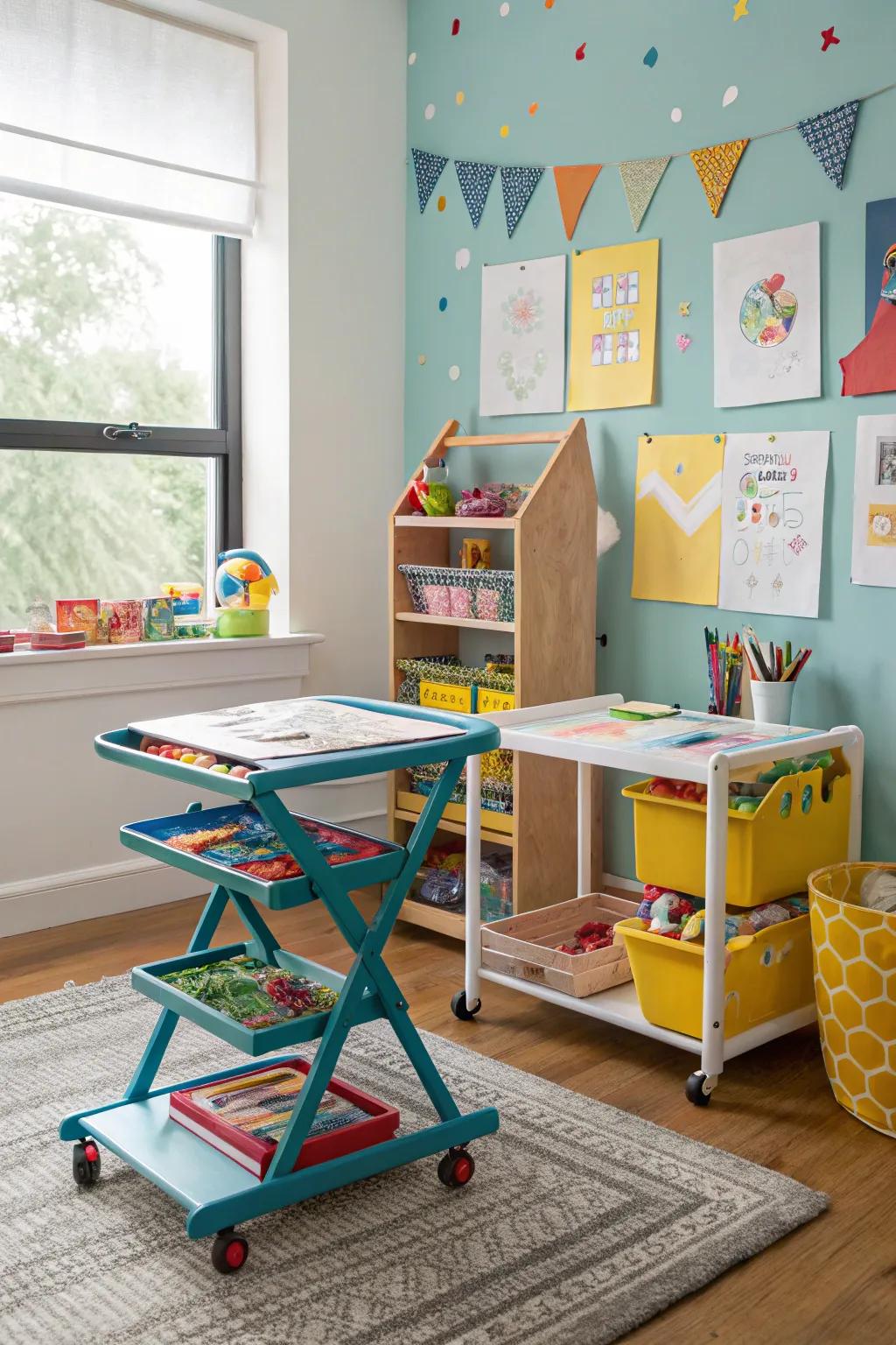 Transportable furnishings provide flexibility and adaptability in small spaces.
