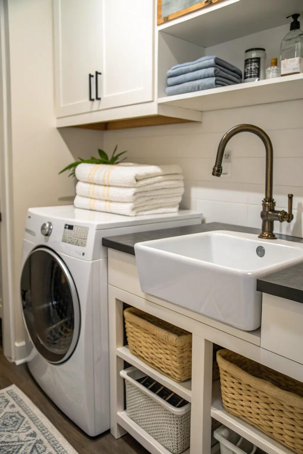 A small basin adds utility and style to your laundry room.