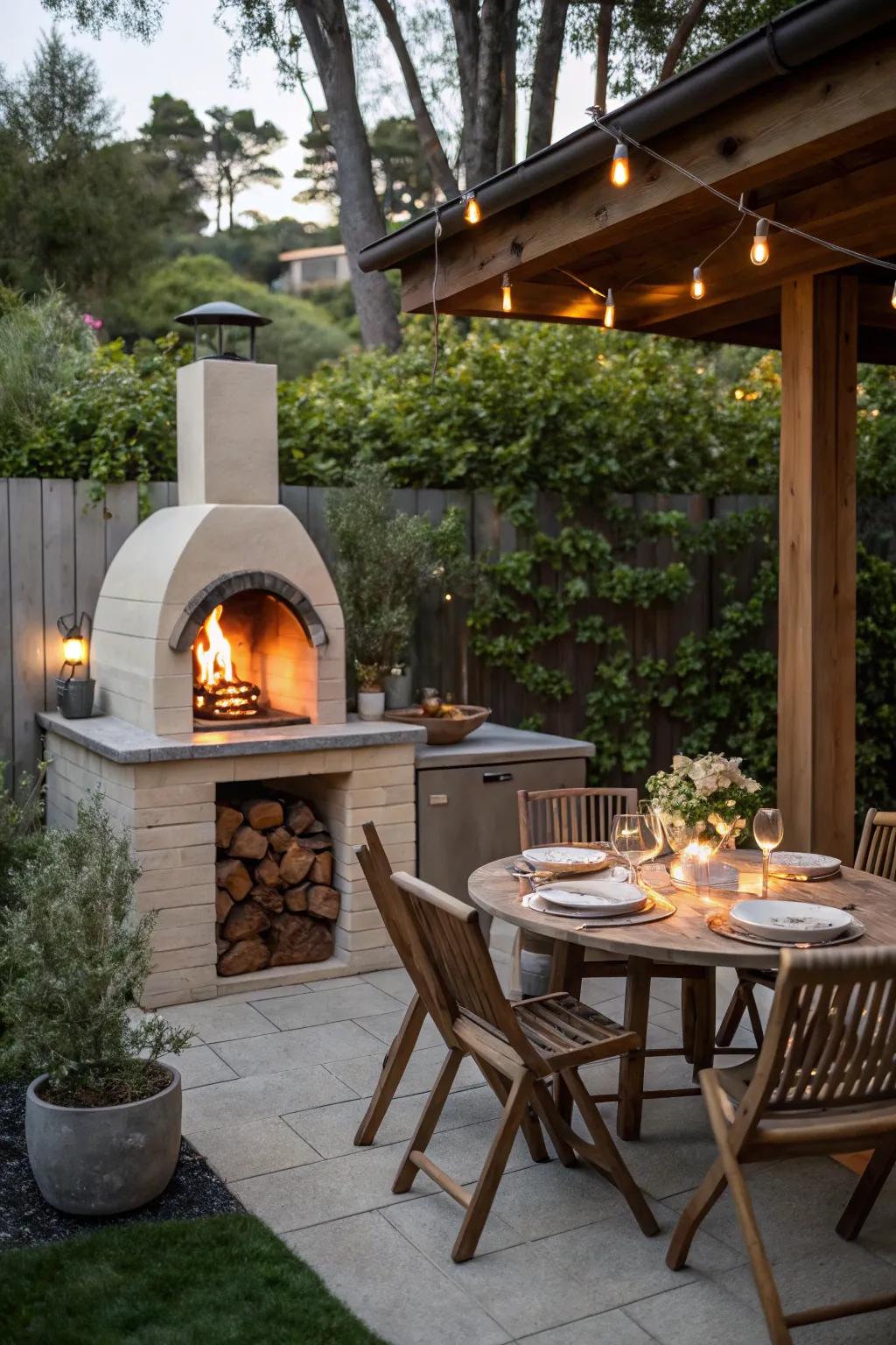 A tabletop brazier appends warmth and ambiance.