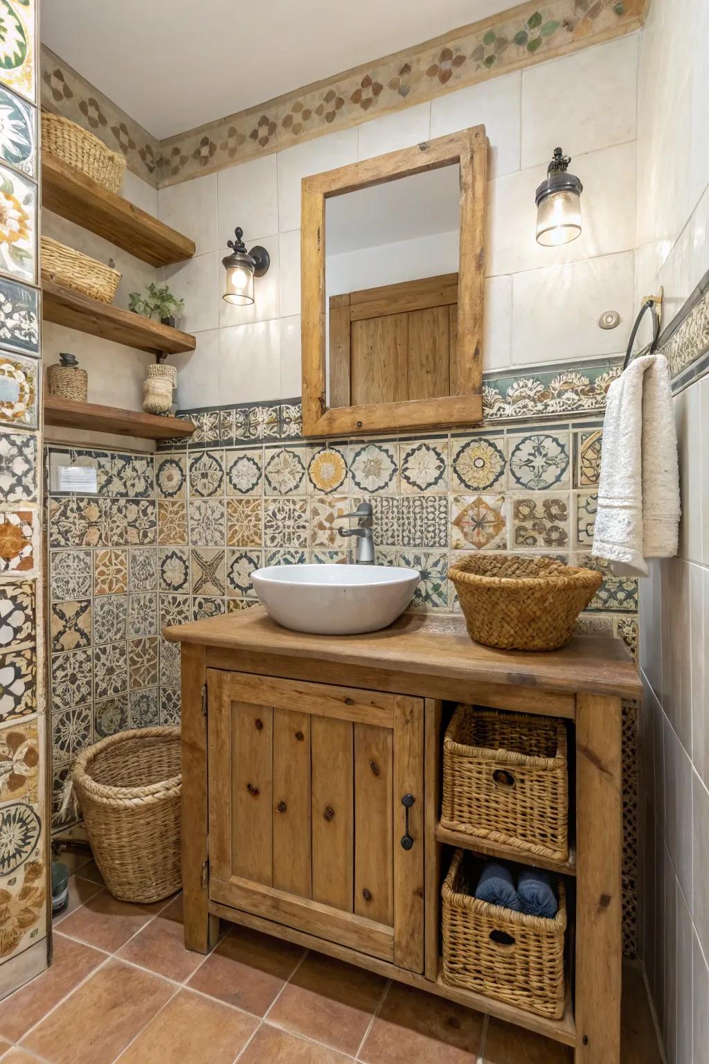 Timber vanities offer warmth and complement earthy tones.