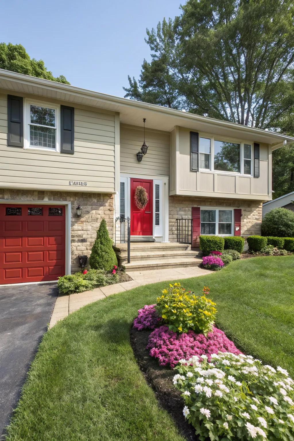 A striking front door hue makes a memorable entrance statement.