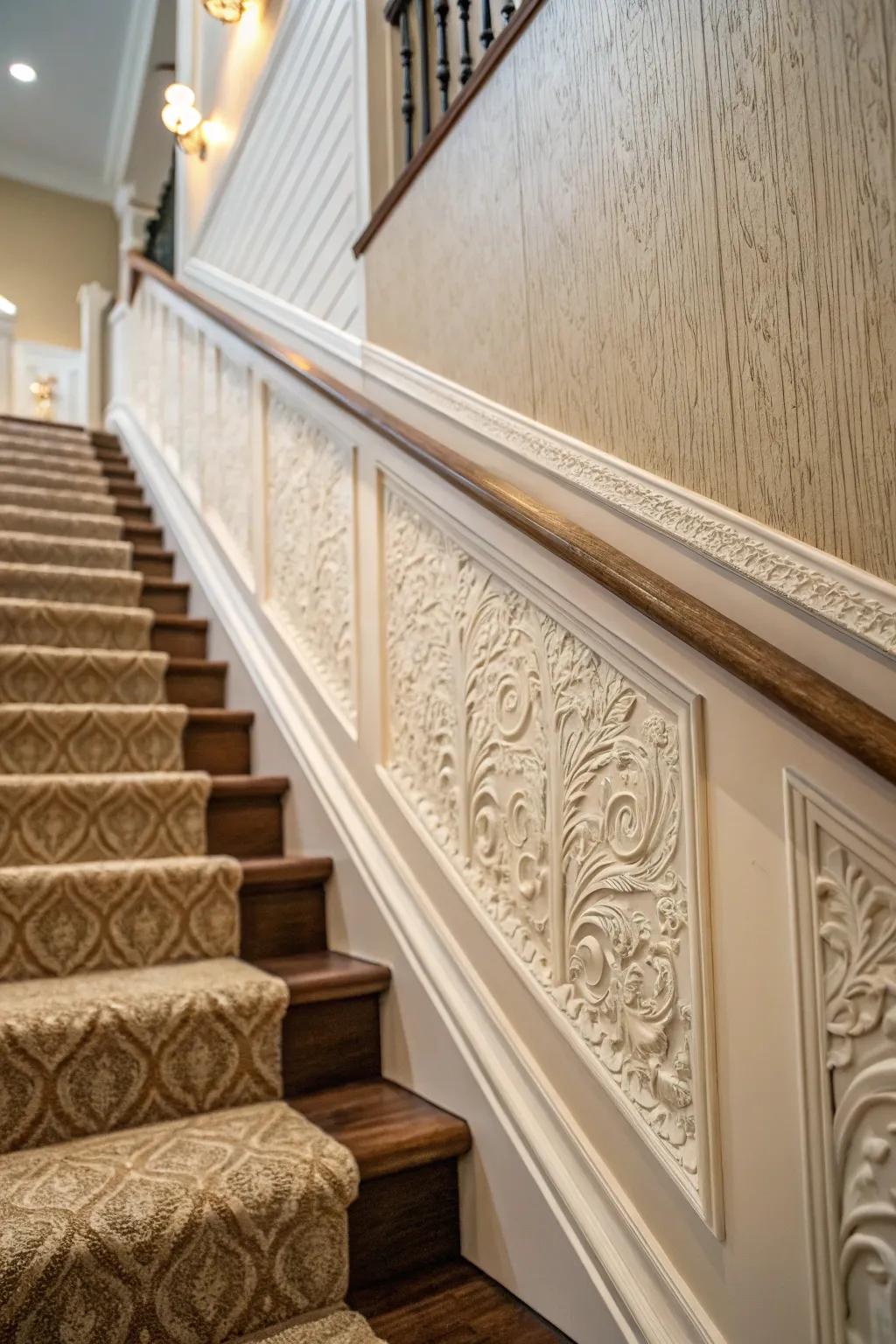 Etched effects improve the tactile experience of your staircase.