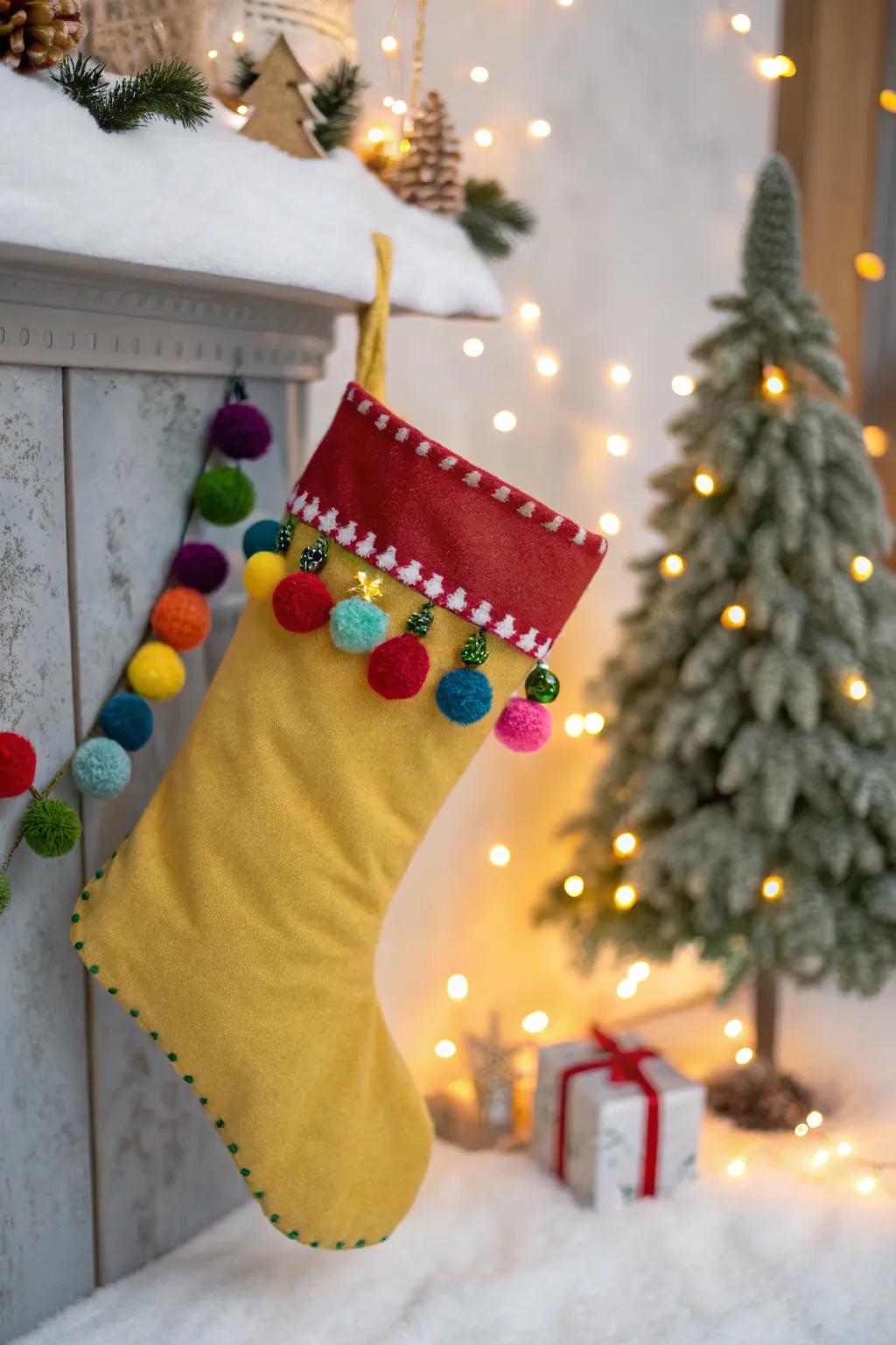 Fluff balls contribute an amusing, festive accent.