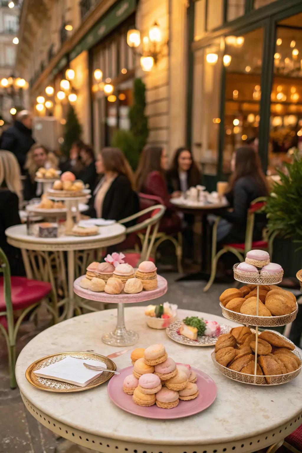 A charming Parisian café experience with elegant and simple decor.