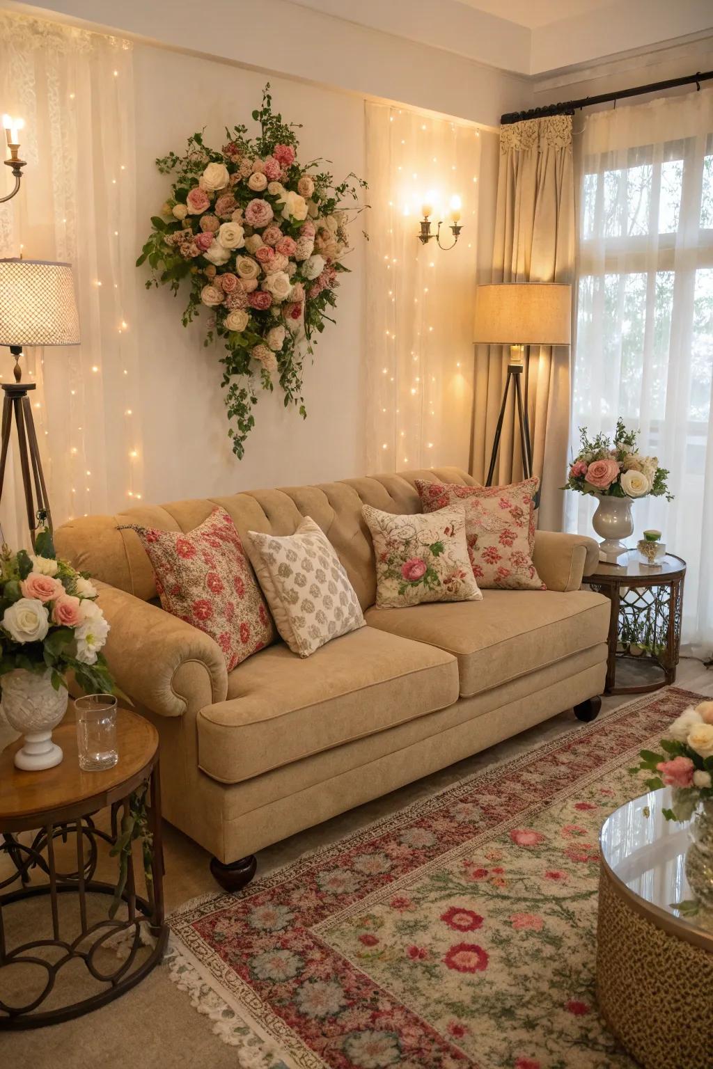 Floral patterns and natural textures introduce a fresh feeling indoors.