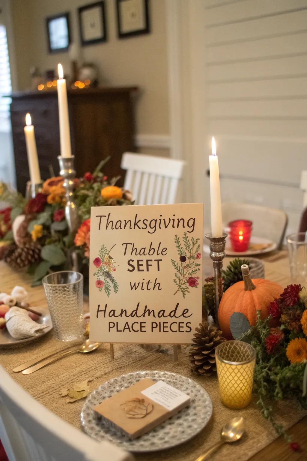 Handmade elements add a personal and unique touch to the table.