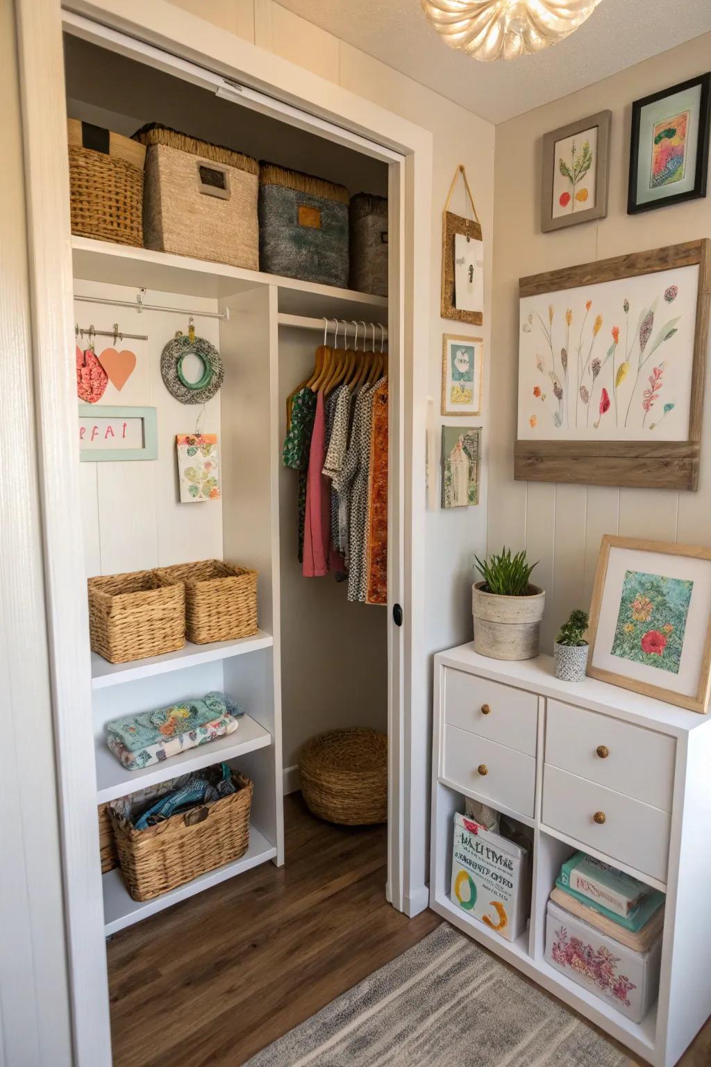 A closet which conveys an individual story.