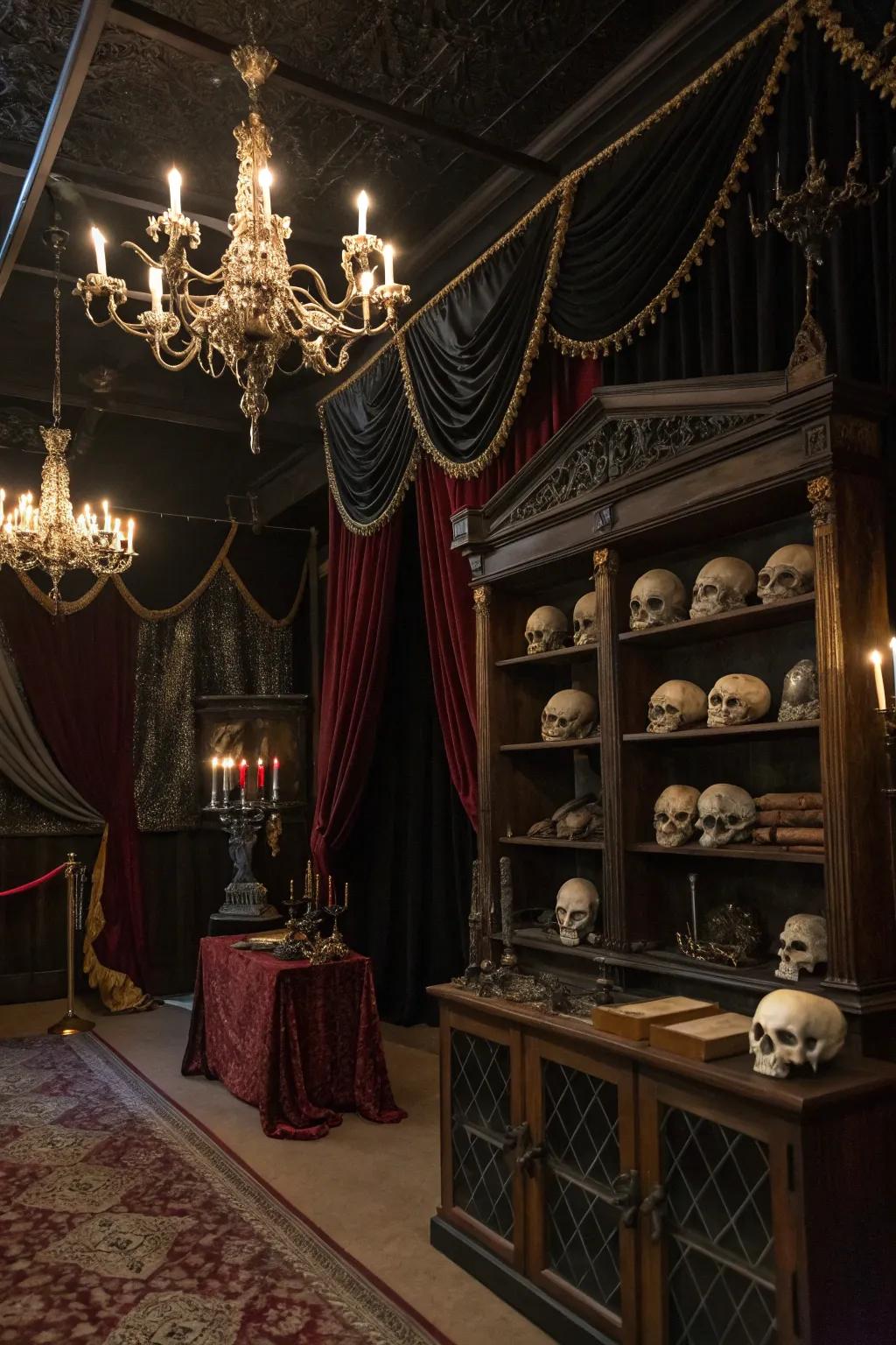 Skulls and skeletons introduce a timeless spooky accent to your vampire theme.