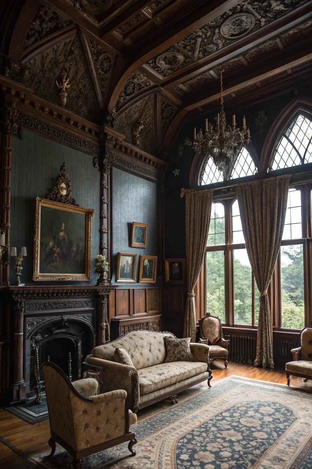 Shaded feature walls fashion magnitude and intrigue.