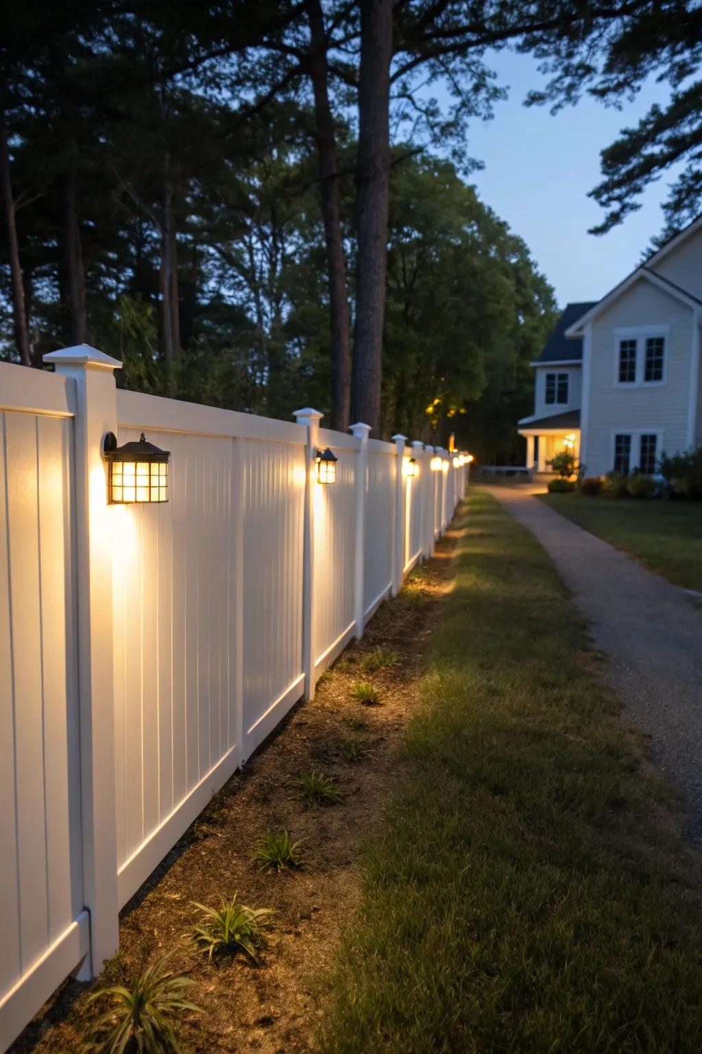 Motion sensor lights augment security and convenience.