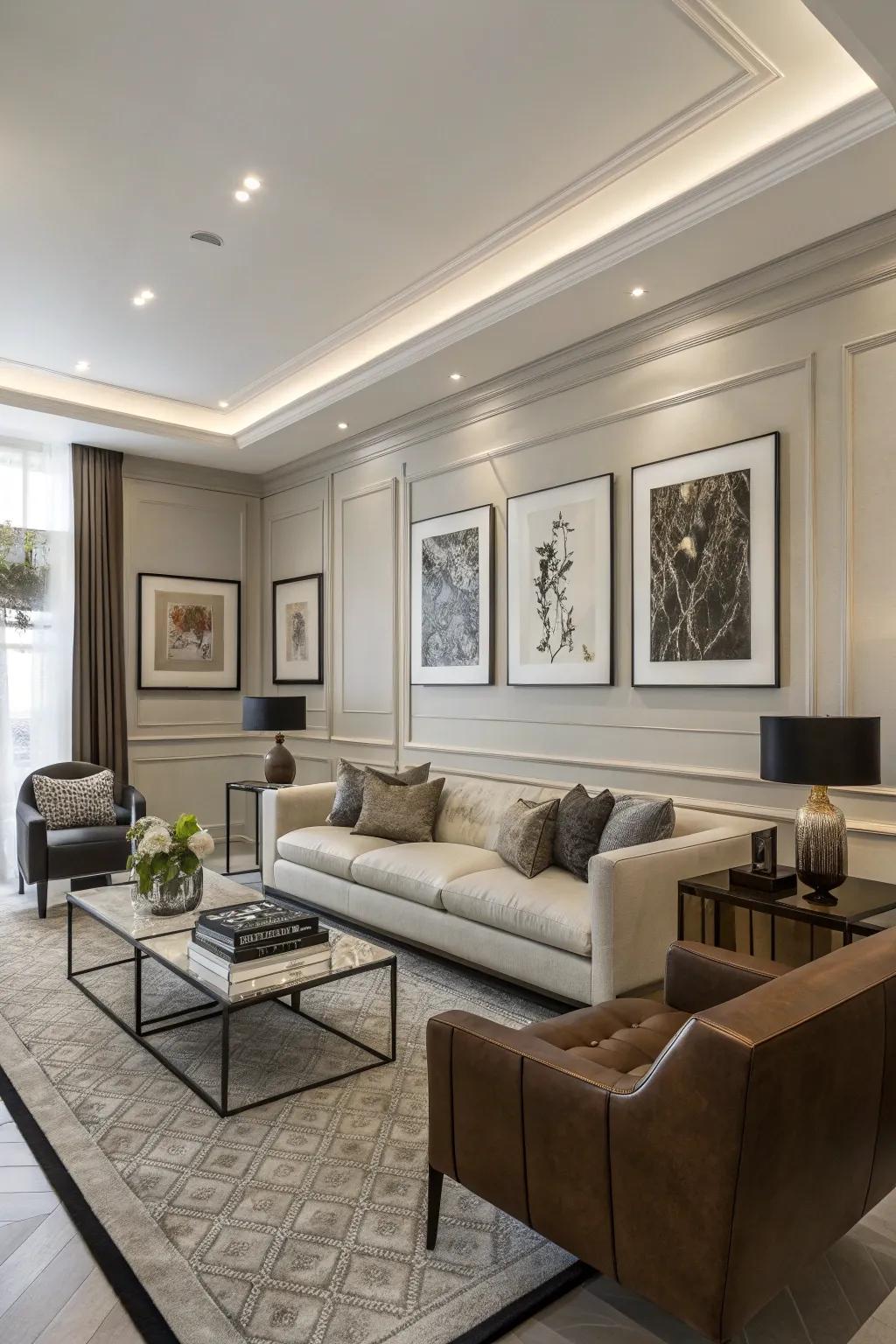 Understated artwork infuses a sense of grace and sophistication.