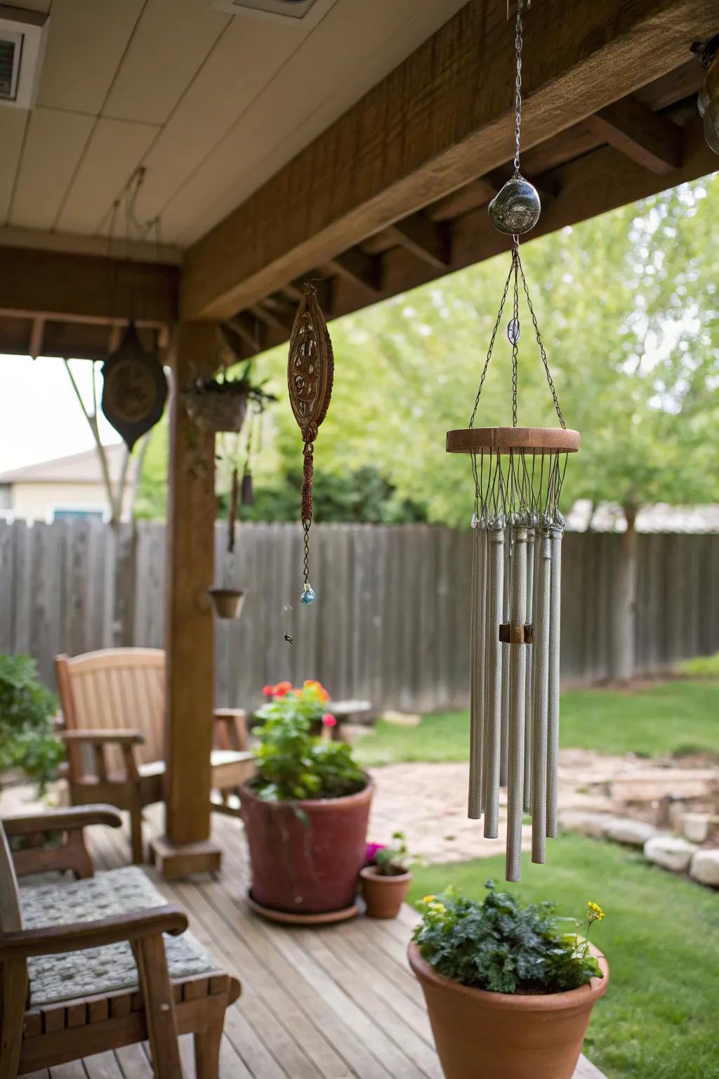 Air bells add soothing melodies to the porch.