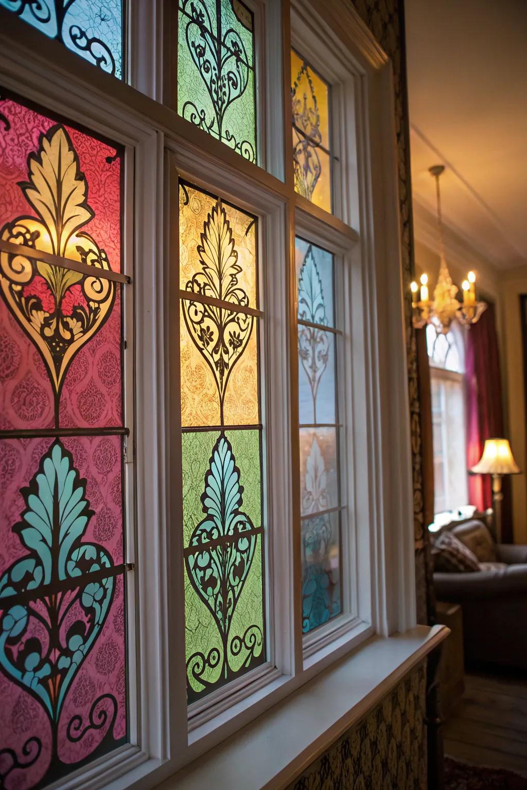 Get creative with a faux stained glass effect for your windows.