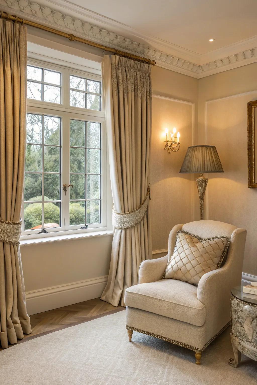 Timeless sandstone trim offers understated elegance to any room.