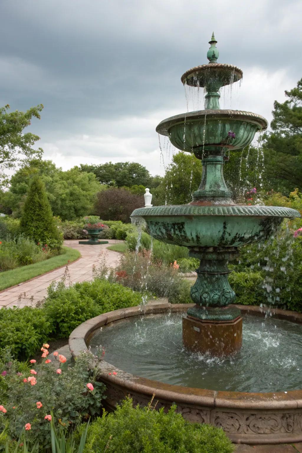 A bronze cascade spring lending warmth and elegance to the garden.