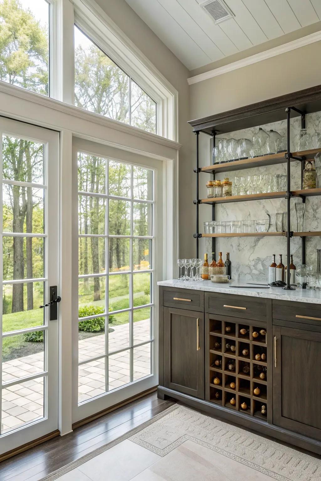 A refreshment station appends sophistication and enjoyment.