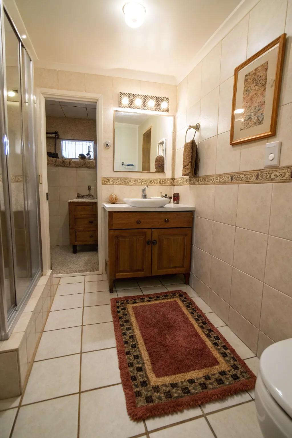 An inviting mat has the capability to intensify comfort together with elegance in your lavatory.