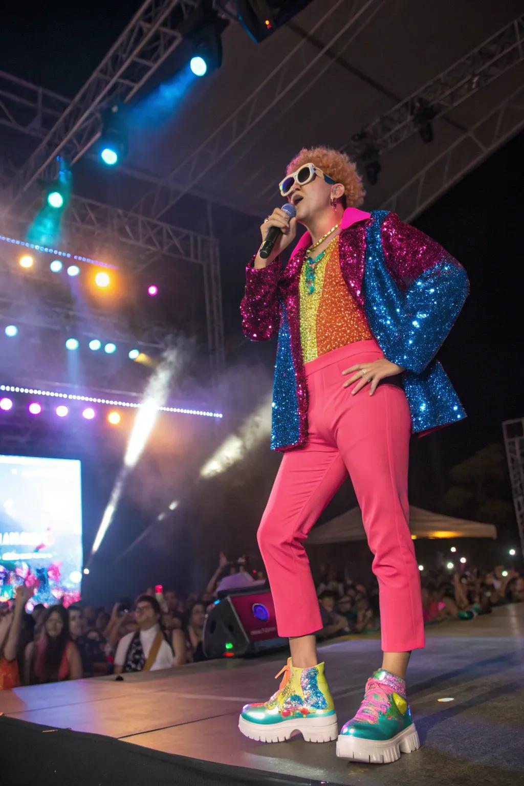 A vocalist prepared to rock the retro vibe.