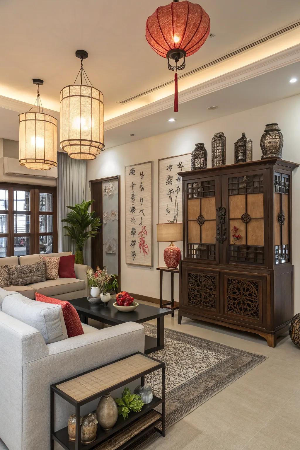 An unique blend of Asian and modern styles offering an individual ornamental touch.
