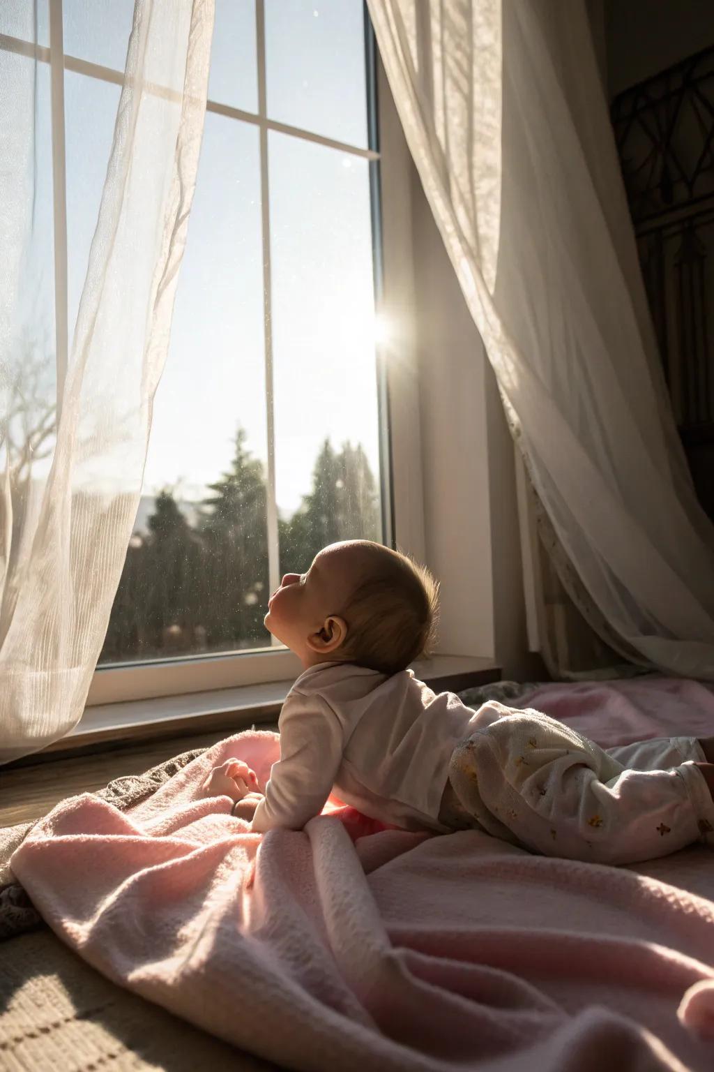Natural illumination enhances the warmth and clarity of baby photographs.