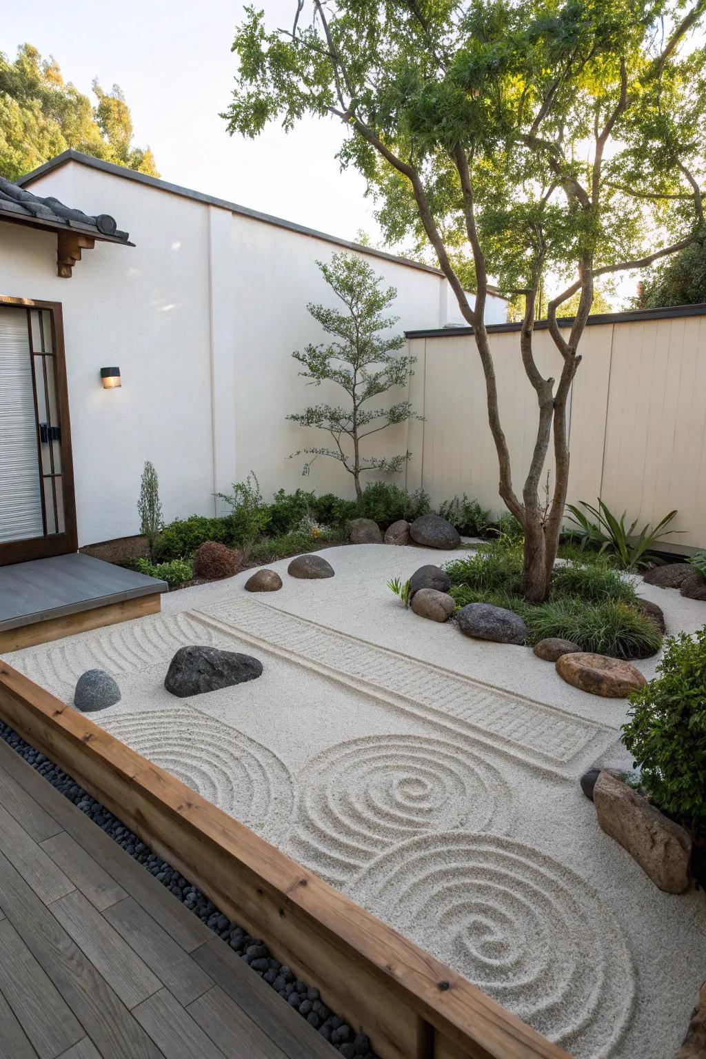 Zen sand gardens offer tranquility.