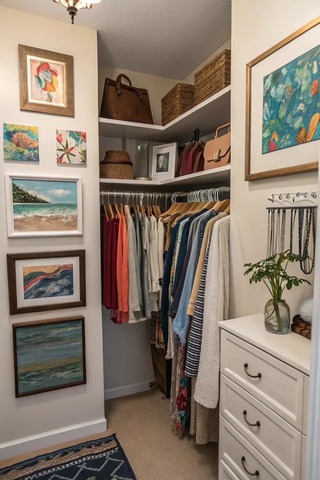 Artwork transforms your closet into a personalized space.