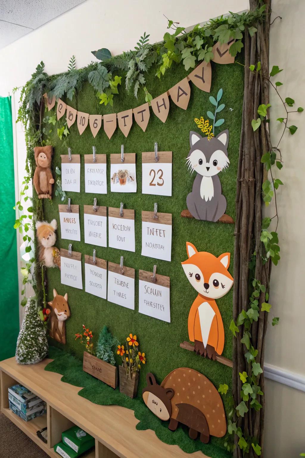 Grove-themed birthday board for a magical essence.