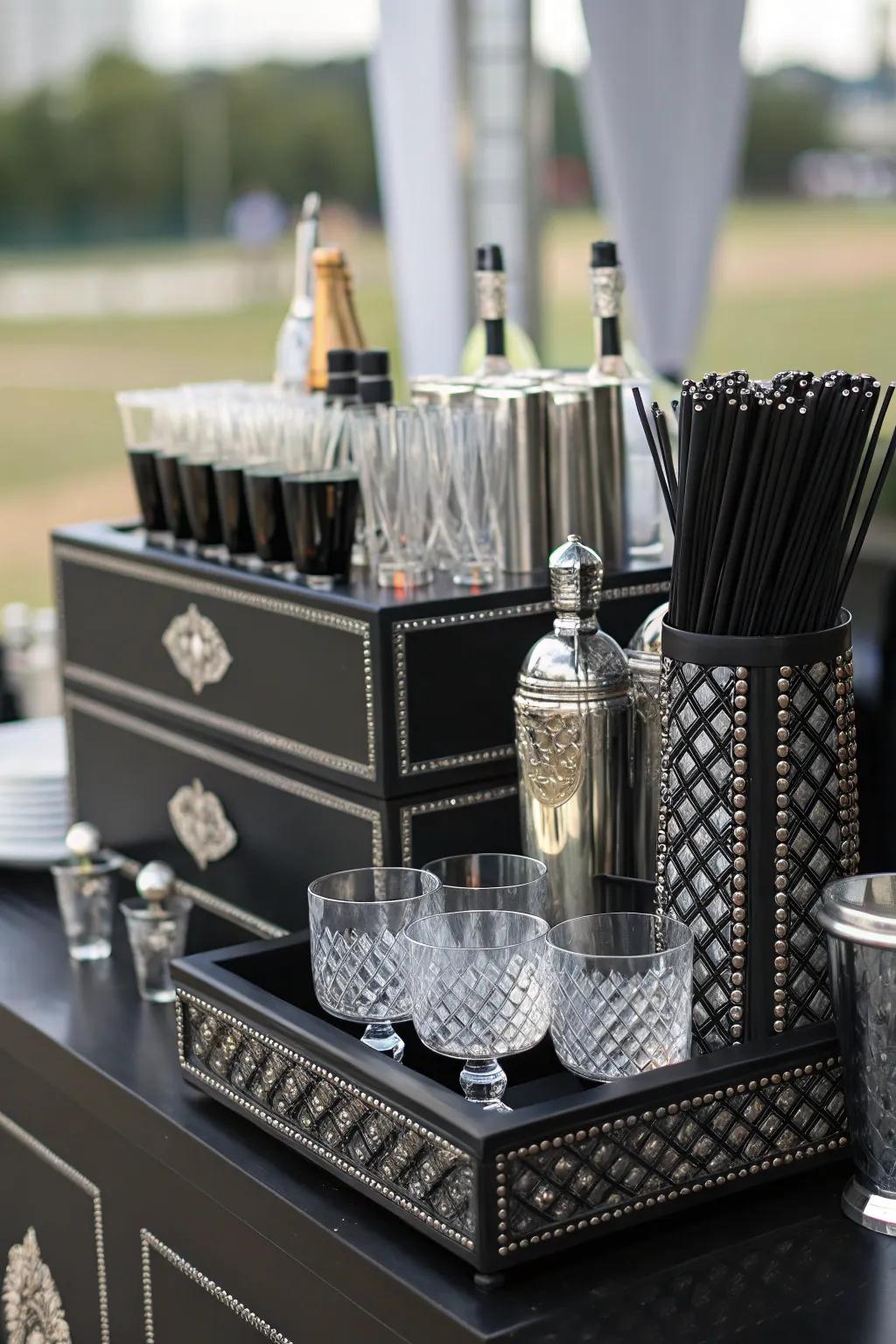 A sophisticated drink spot that's a party centerpiece.
