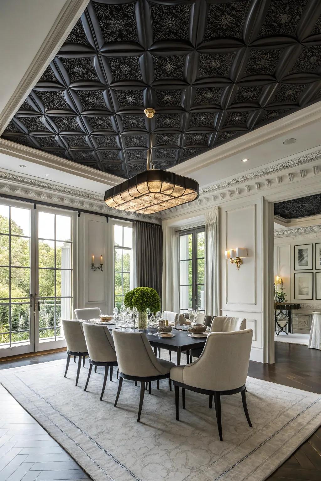 Ceiling boards add architectural interest.
