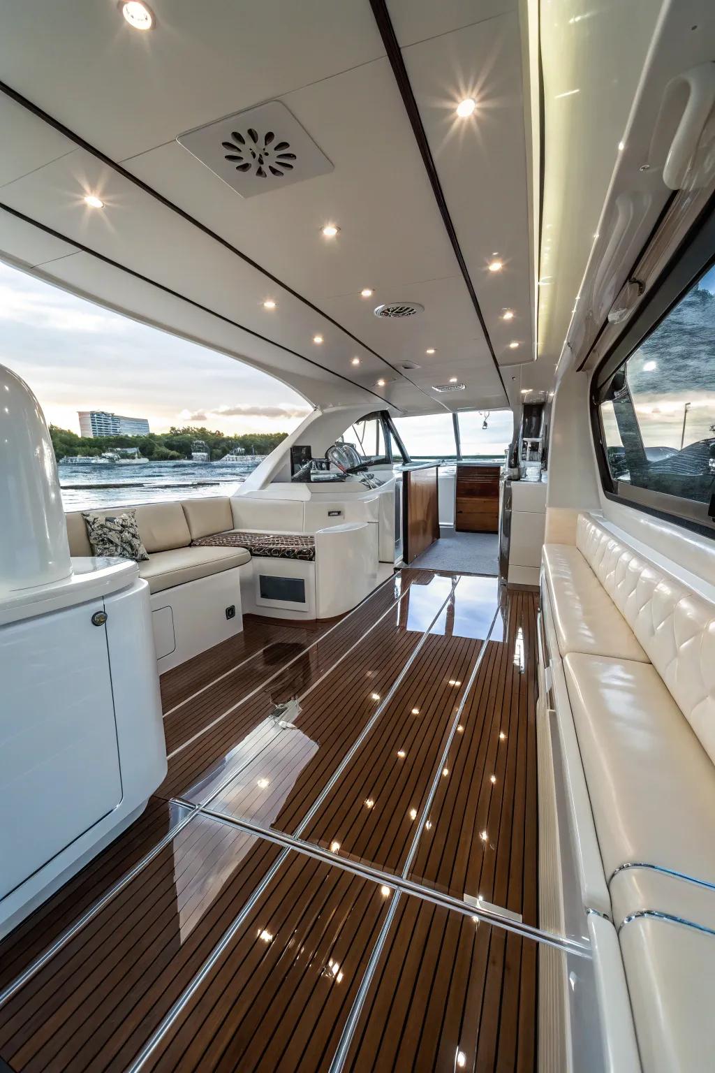 Smooth flooring that enhances the interior's style and ease of maintenance.